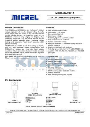 MIC2940A-12BT datasheet - 1.2A Low-Dropout Voltage Regulator