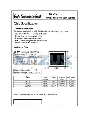 SB3100-1.8 datasheet - Chips for Schottky Diodes