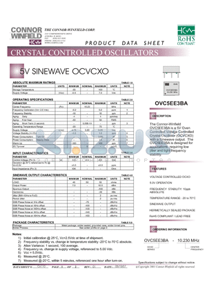 OVC5EE3BA-10.230M datasheet - 5V SINEWAVE OCVCXO