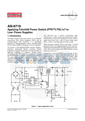 SB320 datasheet - Power Switch (FPS) FSL1x7 to Low- Power Supplies