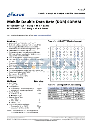 MT46H16M16 datasheet - Mobile Double Data Rate (DDR) SDRAM
