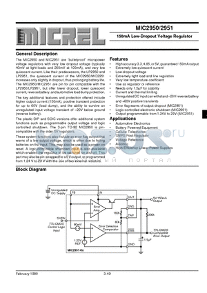 MIC2951-02BM datasheet - 150mA Low-Dropout Voltage Regulator