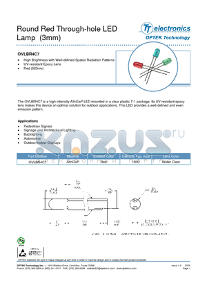 OVLBR4C7 datasheet - Round Red Through-hole LED Lamp (3mm)