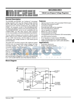 MIC2951-4.8BM datasheet - 150mA Low-Dropout Voltage Regulator