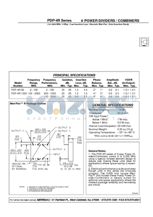 PDP-4R-50 datasheet - 0 POWER DIVIDERS / COMBINERS