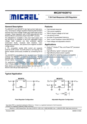 MIC29710-3.3BT datasheet - 7.5A Fast-Response LDO Regulator