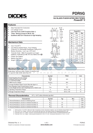 PDR5G-13 datasheet - 5A GLASS PASSIVATED RECTIFIER