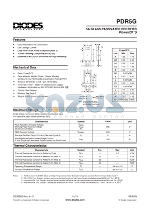 PDR5G-13 datasheet - 5A GLASS PASSIVATED RECTIFIER
