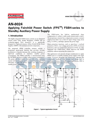 SB330 datasheet - Power Switch (FPSTM) FSBH-series to Standby Auxiliary Power Supply