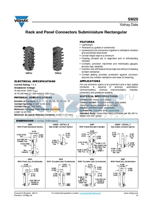 SMBP20G5-14RSK datasheet - Rack and Panel Connectors Subminiature Rectangular