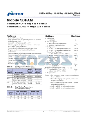 MT48H16M32LFCJ-75L datasheet - 512Mb: 32 Meg x 16, 16 Meg x 32 Mobile SDRAM
