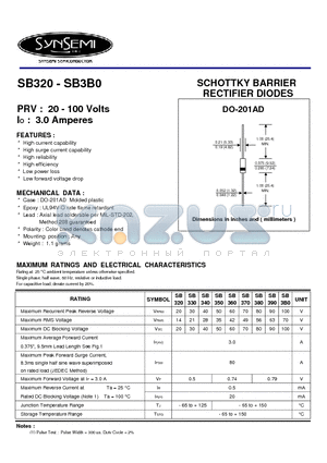 SB340 datasheet - SCHOTTKY BARRIER RECTIFIER DIODES