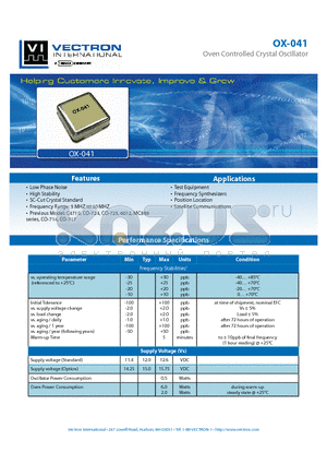 OX-0410-BAE-108 datasheet - Oven Controlled Crystal Oscillator