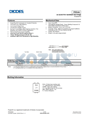 PDS340-13 datasheet - 3A SCHOTTKY BARRIER RECTIFIER