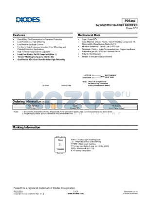 PDS360 datasheet - 3A SCHOTTKY BARRIER RECTIFIER