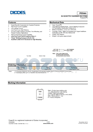 PDS560-13 datasheet - 5A SCHOTTKY BARRIER RECTIFIER