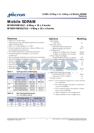 MT48H32M16LFCJ-75 datasheet - 512Mb: 32 Meg x 16, 16 Meg x 32 Mobile SDRAM