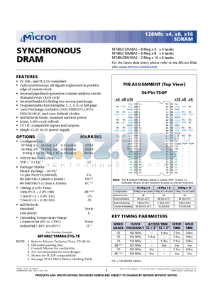 MT48LC16M8A2FC-8E datasheet - SYNCHRONOUS DRAM