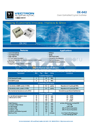 OX-0420-BED-108 datasheet - Oven Controlled Crystal Oscillator