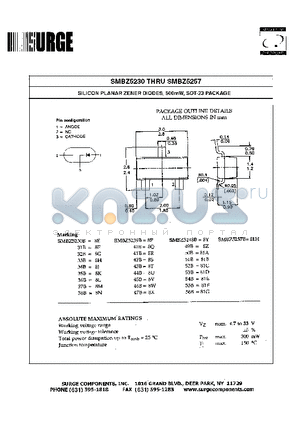 SMBZ5234 datasheet - SILICON PLANAR ZENER DIODES, 500mW, SOT-23 PACKAGE