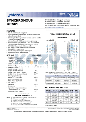 MT48LC16M8A2TG-7E datasheet - SYNCHRONOUS DRAM