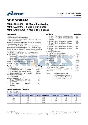 MT48LC16M16A2 datasheet - SDR SDRAM