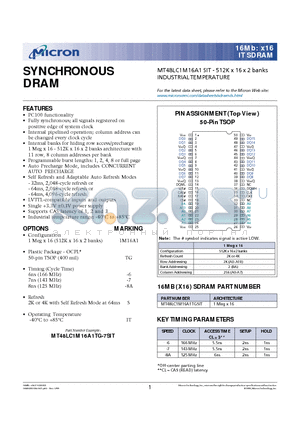 MT48LC1M16A1 datasheet - SYNCHRONOUS DRAM