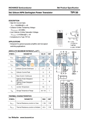 TIP130 datasheet - isc Silicon NPN Darlington Power Transistor