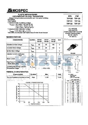 TIP131 datasheet - POWER TRANSISTORS(8.0A,60-100V,70W)