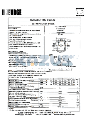 SB3504 datasheet - 35.0 AMP SILICON BRIDGE