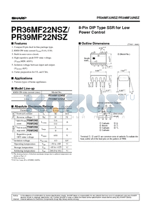 PR39MF22NSZ datasheet - 8-Pin DIP Type SSR for Low Power Control