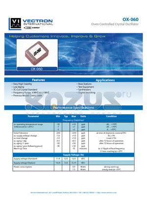 OX-0600-AEJ-108 datasheet - Oven Controlled Crystal Oscillator