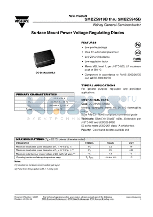 SMBZ5932B datasheet - Surface Mount Power Voltage-Regulating Diodes