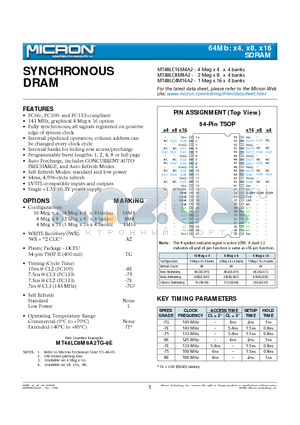 MT48LC4M16A2 datasheet - SYNCHRONOUS DRAM
