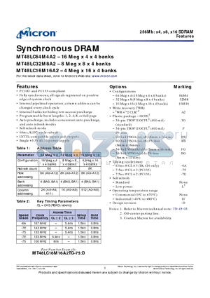 MT48LC32M8A2 datasheet - Synchronous DRAM 256Mb: x4, x8, x16 SDRAM