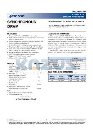 MT48LC8M16A2TG-6A datasheet - SYNCHRONOUS DRAM