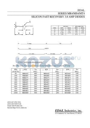 MT4A5 datasheet - SILICON FAST RECOVERY 3.0 AMP DIODES