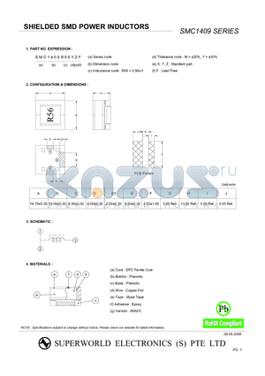 SMC1409 datasheet - SHIELDED SMD POWER INDUCTORS