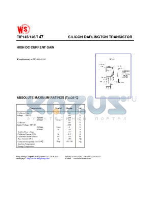 TIP146 datasheet - SILICON DARLINGTON TRANSISTOR PNP EPITAXIAL(HIGH DC CURRENT GAIN)