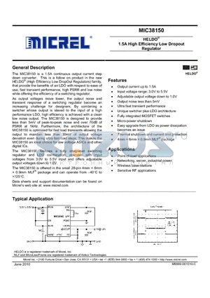 MIC38150HYHL datasheet - HELDO^ 1.5A High Efficiency Low Dropout Regulator