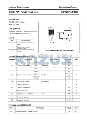 TIP150 datasheet - Silicon NPN Power Transistors