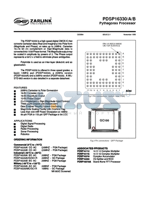 PDSP16350 datasheet - Pythagoras Processor