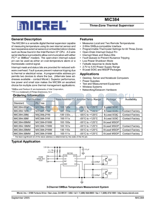 MIC384-0YM datasheet - Three-Zone Thermal Supervisor
