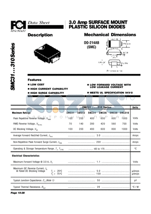 SMC310 datasheet - 3.0 Amp SURFACE MOUNT PLASTIC SILICON DIODES