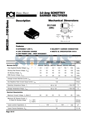 SMC3100 datasheet - 3.0 Amp SCHOTTKY BARRIER RECTIFIERS