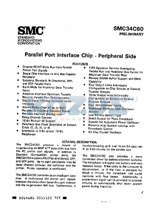 SMC34C60 datasheet - PARALLEL PORT INTERFACE CHIP-PERIPHERAL SIDE