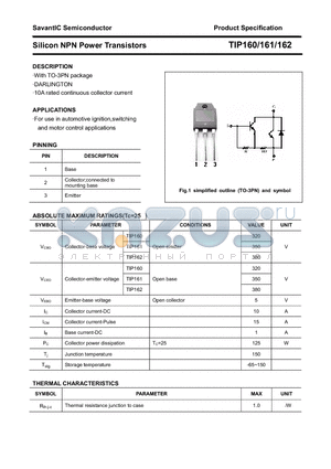 TIP161 datasheet - Silicon NPN Power Transistors