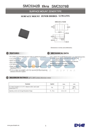 SMC5342B datasheet - SURFACE MOUNT ZENER TYPE