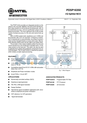 PDSP16510A datasheet - I/Q Splitter/NCO