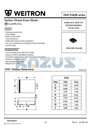 SMC5349B datasheet - Surface Mount Zener Diodes